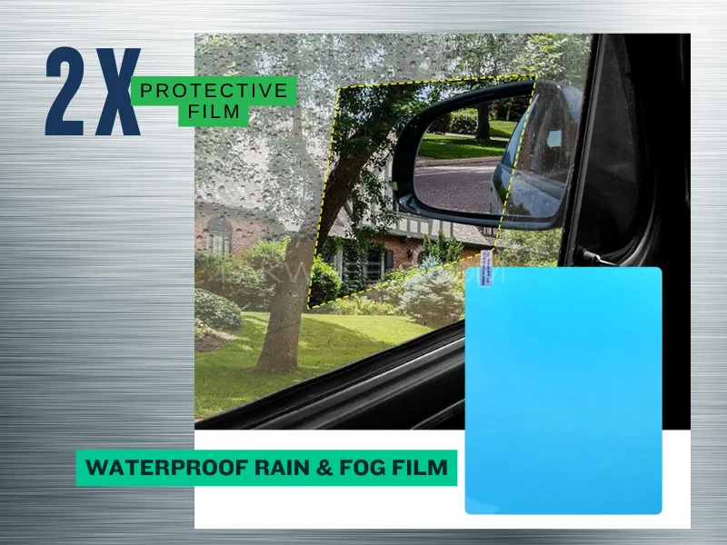 `Car Mirror | Protective Film | Waterproof | Rainproof Clear | Protective Film | Pack of Two [2] Image-1