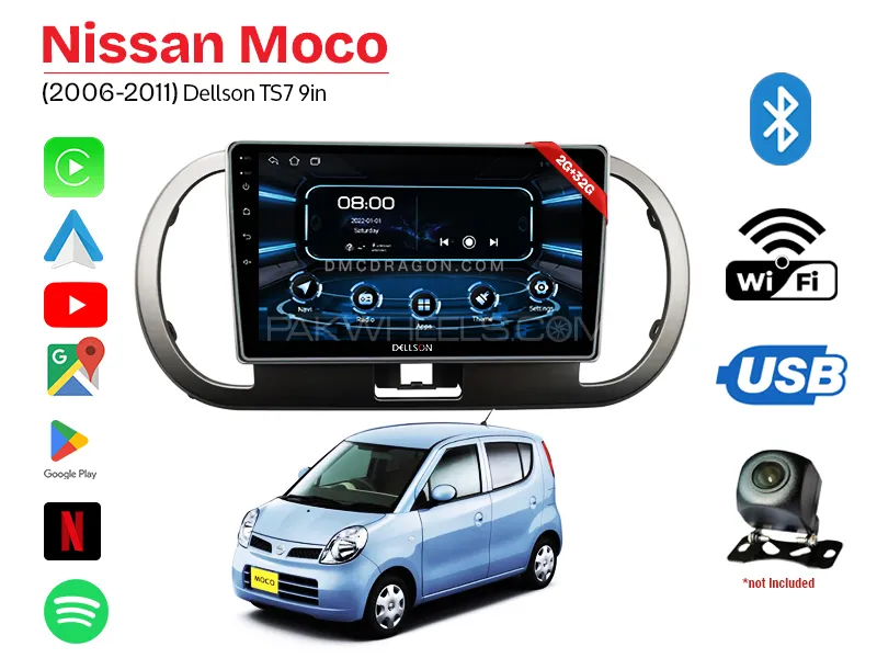 Nissan Moco 2006-2011 Dellson TS7 2GB+32GB Android Panel Car Radio Stereo 9in Screen Image-1