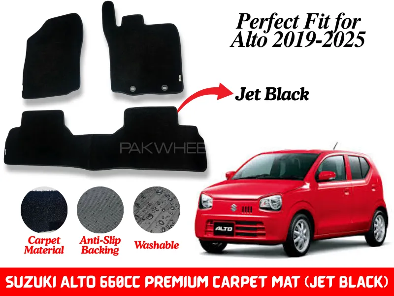 Premium Quality Suzuki Alto 660CC Fitting Carpet Floor Mats (Jet Black) | Perfect Fit Mats Image-1