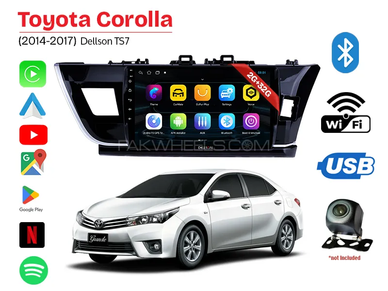 Toyota Corolla 2014-2017 Dellson TS7 2GB+32GB Android Panel Car Radio Stereo 9in Screen Image-1