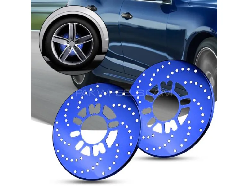 2Pcs Disc Brake Rotor Hollow-Out Decorative Cover – Stylish Blue Car Brake Caliper Disc Plate  Image-1