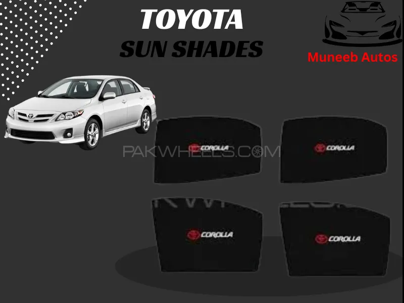 Toyota Corolla 2009-2012 Side Window Shades | Black UV & Heat Protection with Logo Image-1