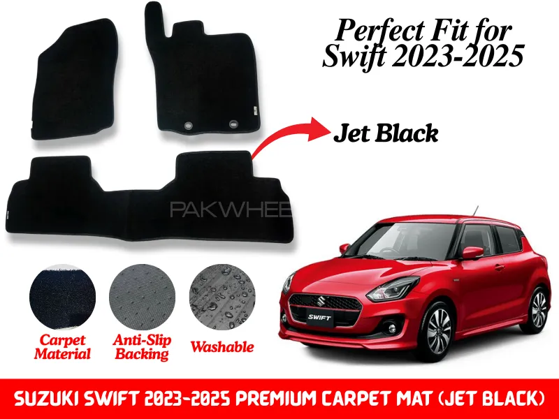 Premium Quality Suzuki Swift 2023-2025 Fitting Carpet Floor Mats (Jet Black) | Perfect Fit Mats Image-1