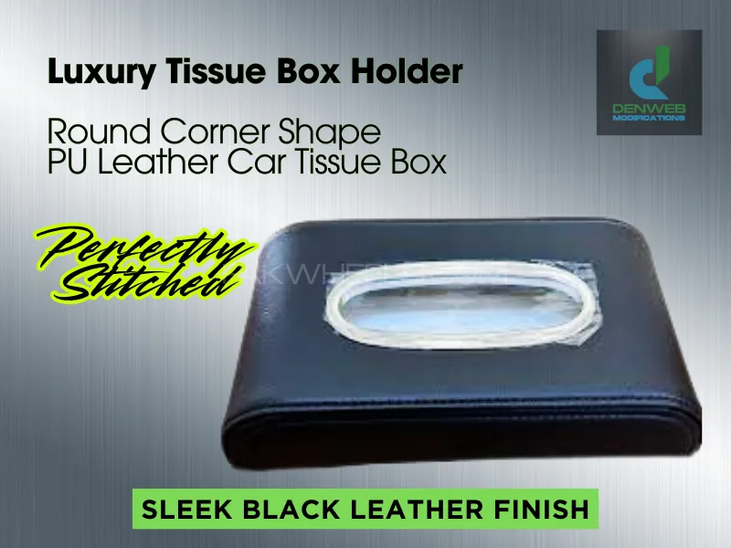 Tissue Box | Black | PU leather | Car Paper Boxes | to match | Cars Interior Image-1