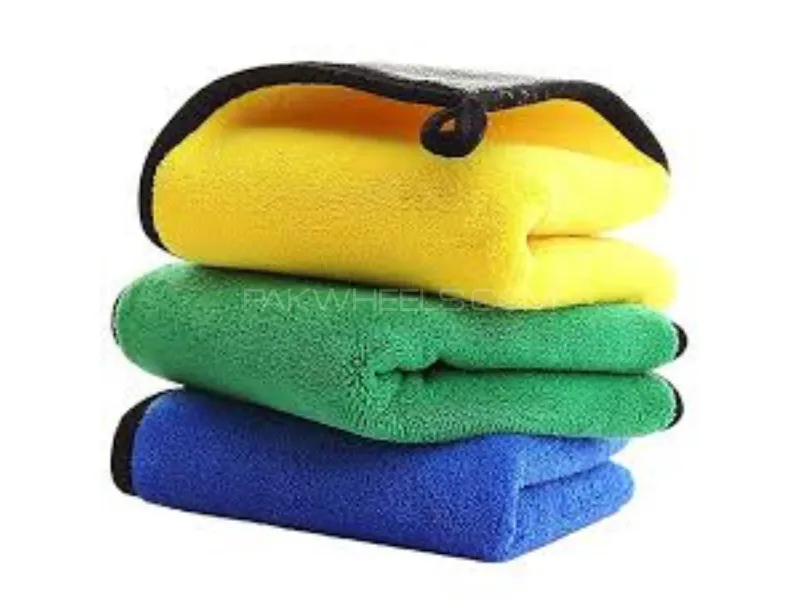Microfiber Cleaning Cloth 30*40Cm 300 gsm Pack of 3 100% Quality Imported Water Absorbent Geniune  Image-1