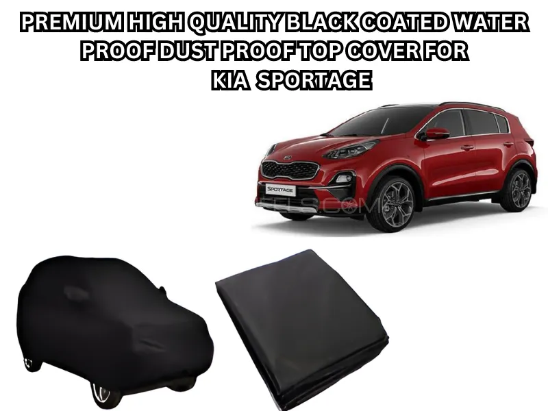 Premium High-Quality Black Coated Top Cover with Non-Skid  Mat – Logo Combo Pack for Kia Sportage Image-1