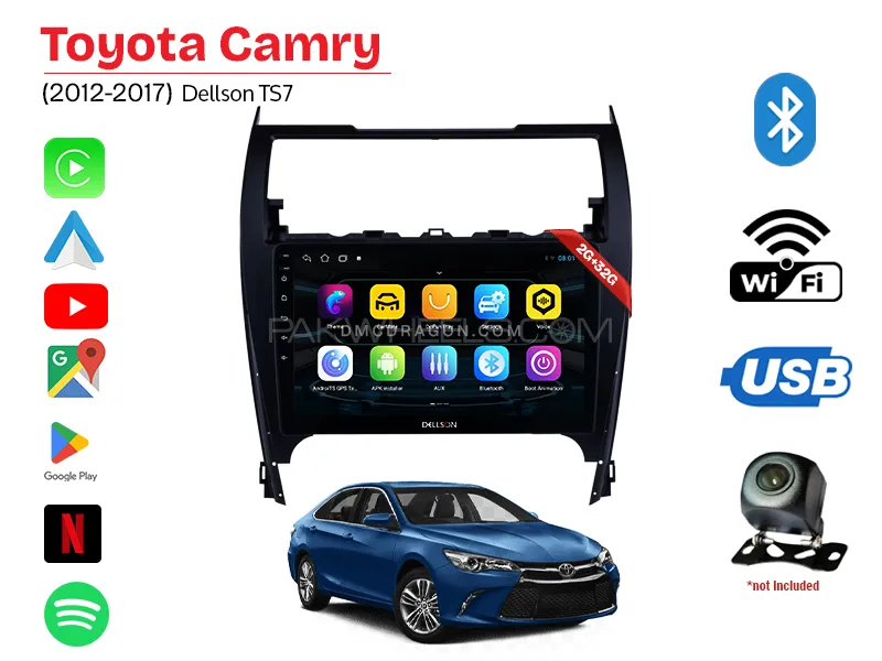 Toyota Camry 2012-2017 Dellson TS7 2GB+32GB Android Panel Car Radio Stereo 10in Screen Image-1