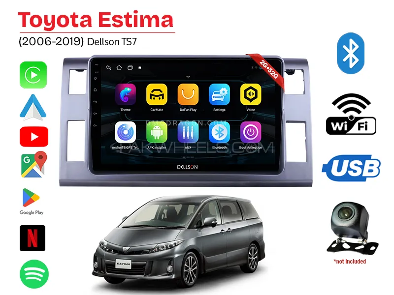 Toyota Estima 2006-2016 Dellson TS7 2GB+32GB Android Panel Car Radio Stereo 9in Screen Image-1