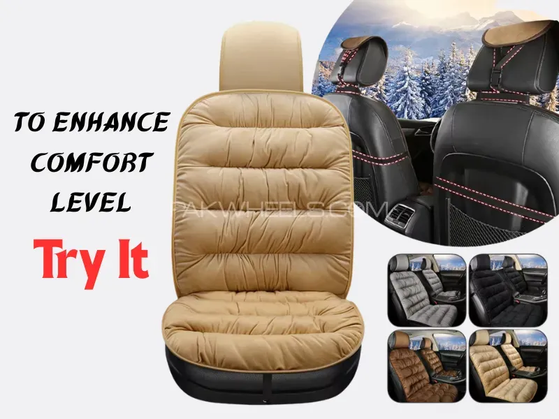 1Pc Car Seat Cover (Beige) Velvet Car Safety Cushion Pure Cotton Luxury Universal Thick Universal Image-1