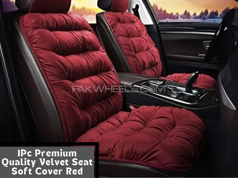 1Pc Car Seat Cover (Red) Velvet Car Safety Cushion Pure Cotton Luxury Universal Thick Universal Image-1