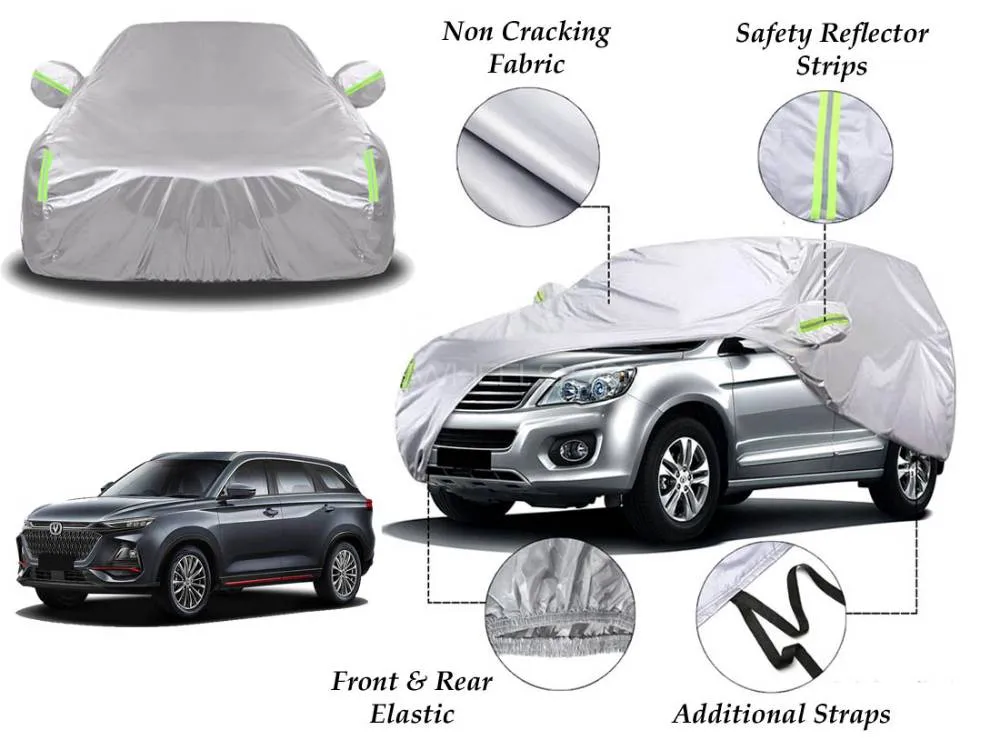 Changan Oshan X7 Top Cover | Side Mirror Pockets | Reflector Strips | 100% Dust & Water Proof Image-1