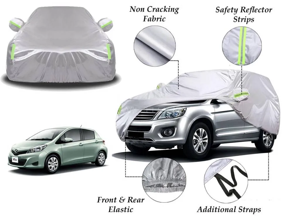 Toyota Vitz 2011 - 2020 Top Cover | Side Mirror Pockets | Reflector Strips | 100% Dust & Water Proof Image-1