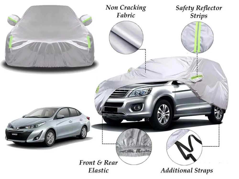 Toyota Yaris Top Cover | Side Mirror Pockets | Reflector Strips | 100% Dust & Water Proof Image-1