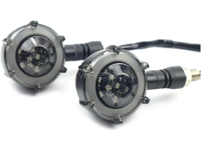 Universal Round Motorcycle Indicators with DRL Light – 2 Pcs Set | LED Turn Signal Lights for Bikes Image-1