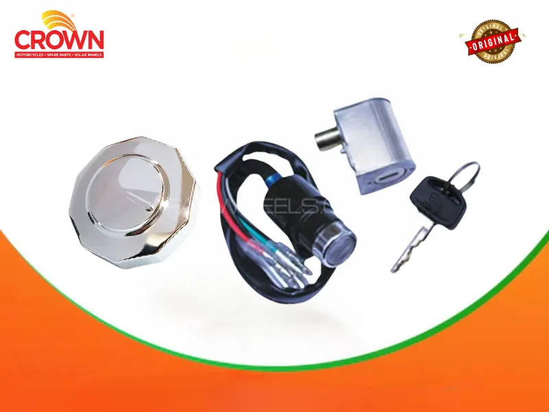 Crown Key Set 3 Pcs for CD70 Motorcycles – Ignition, Petrol & Side Lock Image-1