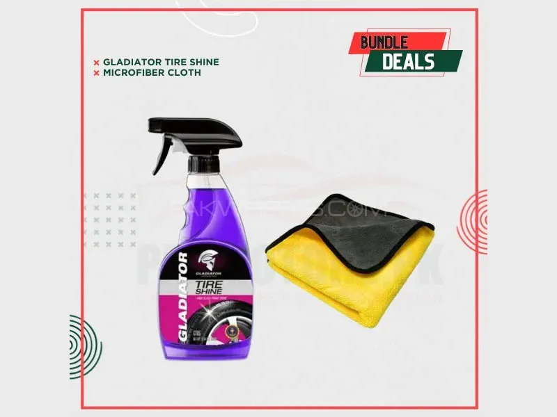 Gladiator Tire Shine With Free Microfiber - Bundle - 500ml - Imported - Tire Cleaner - Tire Shiner  Image-1