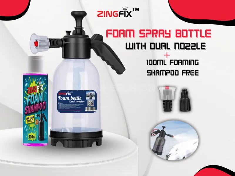 Zingfix Foam Bottle Spray With Dual Nozzle with Free 100ML Foam Shampoo Image-1