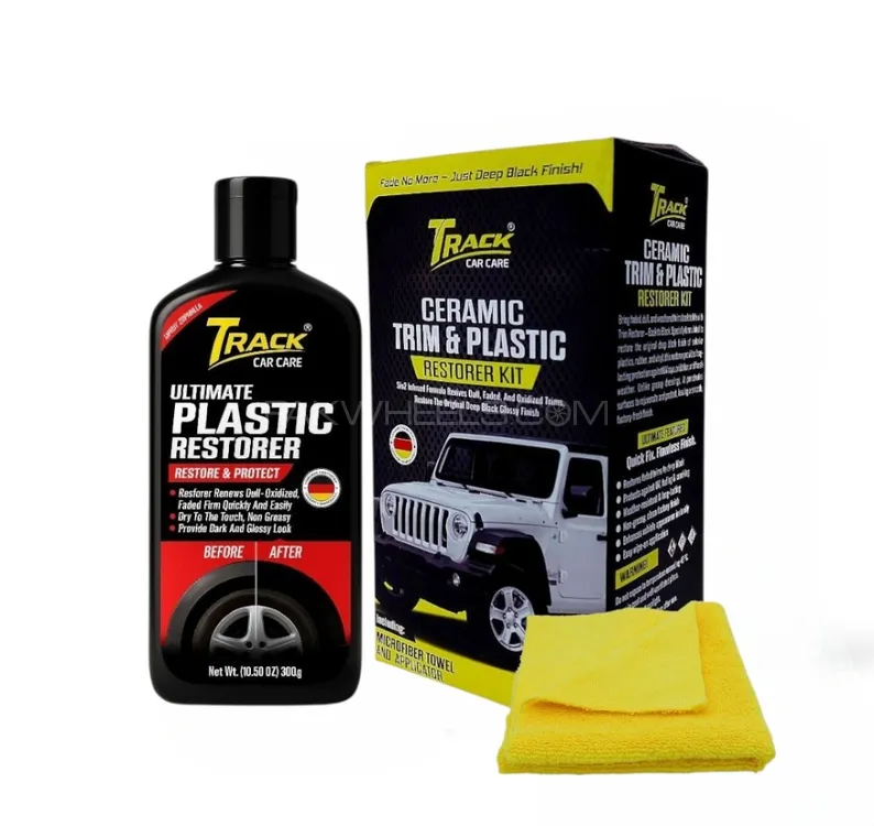 Track Ceramic Trim & Plastic Restorer Kit 250ml With Pad And Microfiber Towel Image-1