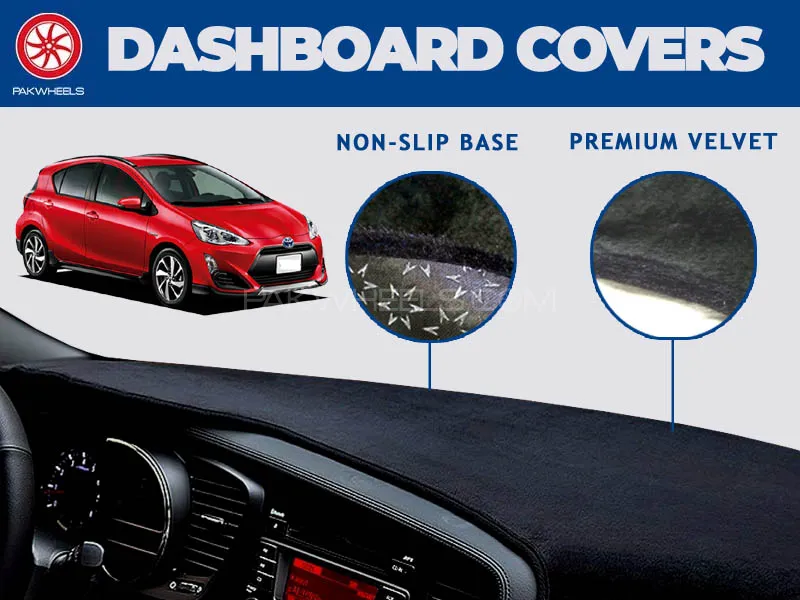 PakWheels Velvet Dashboard Cover For Toyota Aqua 2012 - 2020 | Non-Slip | Washable | Heat Proof Image-1