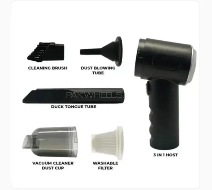 3 in 1 Portable Car Vacuum Cleaner | High Power Suction & Air Blower with 3 Nozzles Image-1