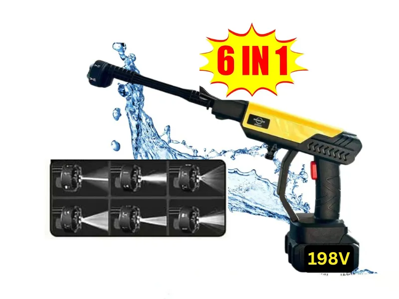 6 in 1 Nozzle - Imported Wireless Pressure Washer Gun - Dual Battery 198V 6 in 1 Nozzle - Imported Wireless Pressure Washer Gun - Dual Battery 198V Image-1