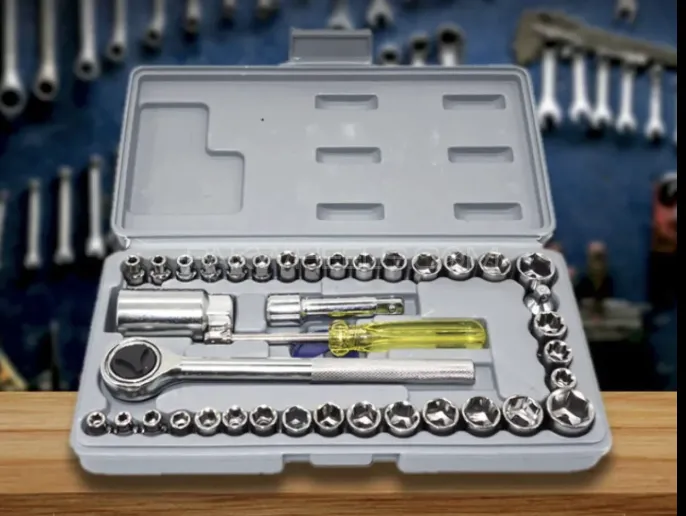 40 Pcs Combination Socket Wrench Set | Metric & SAE | Portable Ratchet Repair Tool Kit Image-1