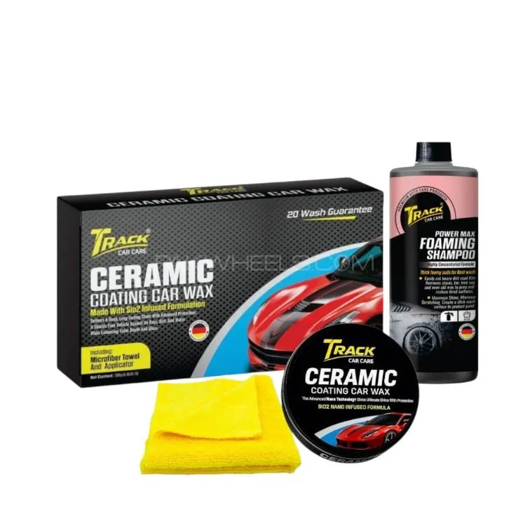 Track Ceramic Coating Wax  200g & Foaming Shampoo 500ml with Microfiber Towel Image-1