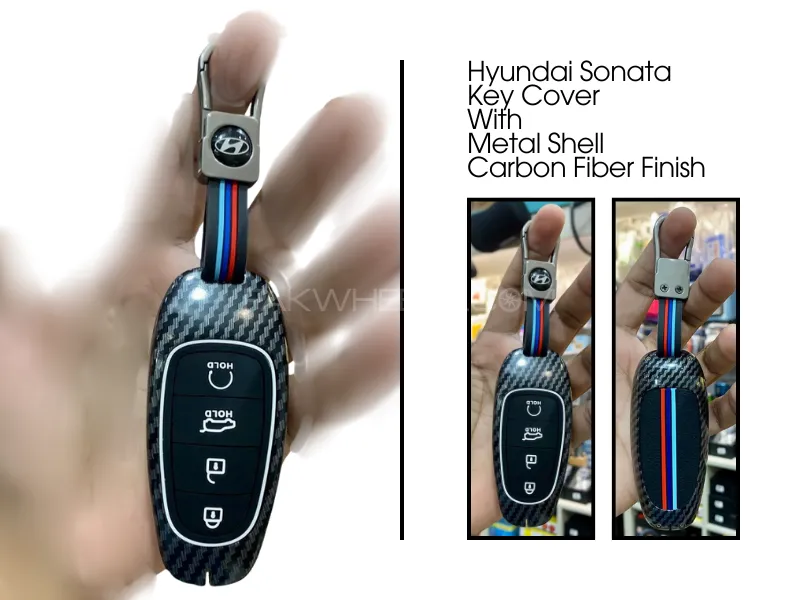 Hyundai Sonata | Metal Key Cover | Premium Carbon Fiber Finish Image-1