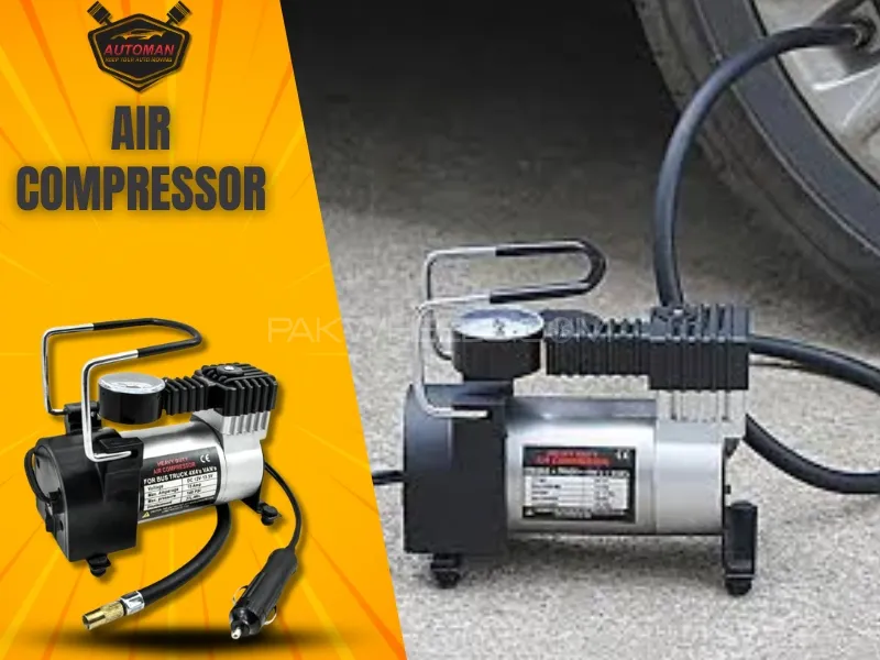 Car Air Compressor Single Cylinder – 12V Portable Tire Inflator Pump | AutoManPK Car Air Compressor Single Cylinder – 12V Portable Tire Inflator Pump | AutoManPK Image-1