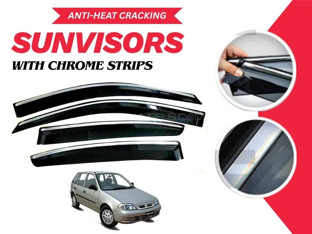 Suzuki Cultus 2007 - 2017 Sun Visor With Chrome Strips | Air Press | Anti-Heat Cracking Sun Visors  Suzuki Cultus 2007 - 2017 Sun Visor With Chrome Strips | Air Press | Anti-Heat Cracking Sun Visors  Image-1