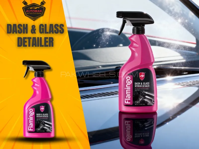 Flamingo Dash & Glass Cleaner 500ml – Cleans Dashboard, Windows & Mirrors | AutomanPK Image-1