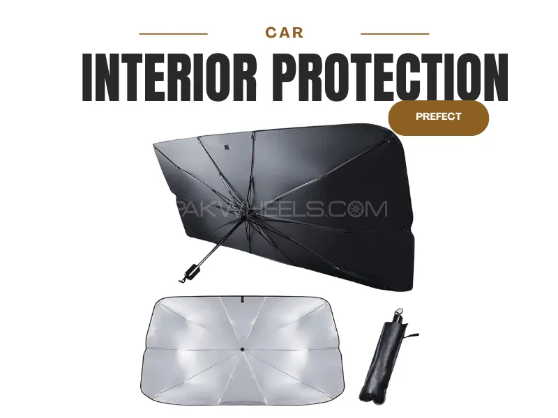 Foldable Car Sun Shade Umbrella | UV Protection | Heat Reflective Windshield Cover Image-1