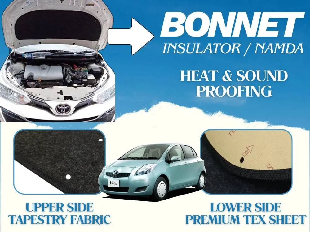 Toyota Vitz 2005-2010 Bonnet Insulator | Bonnet Namda | Double Layer | Heat & Sound Proofing Image-1