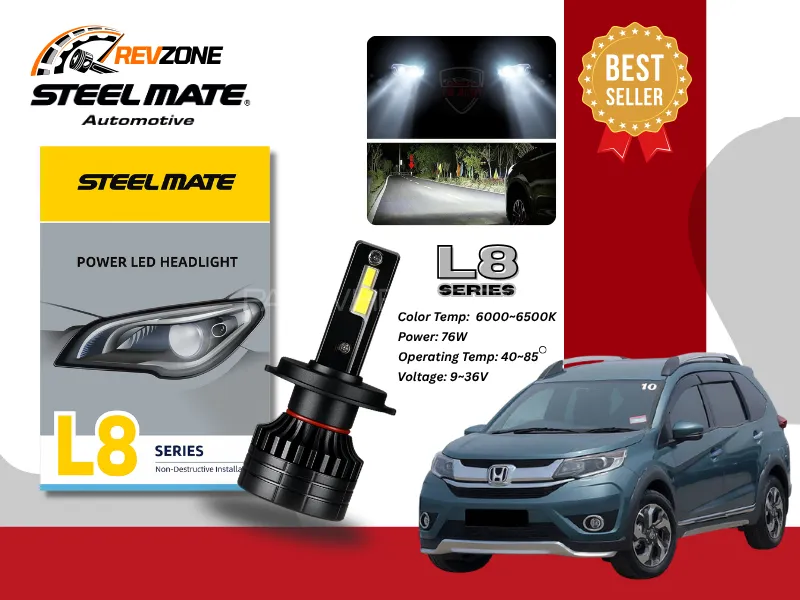 Steelmate L8 Series Power LED Headlight H11 Fitting – 76W for Honda BRV 2017-2023 Image-1