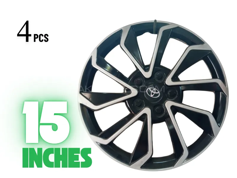15 Inch Lazer Cut | Double Color | Wheel Cover for Toyota Corolla | Yaris | Set of 4 Pcs Image-1