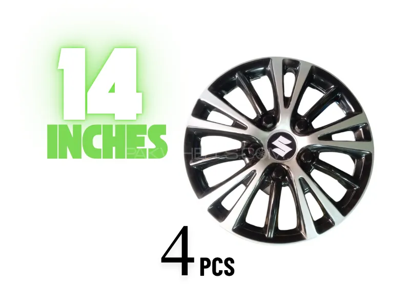 Fancy Chrome FInish | BTC Wheel Cover - 14" - 4 Pieces Set | Suzuki Logo Image-1