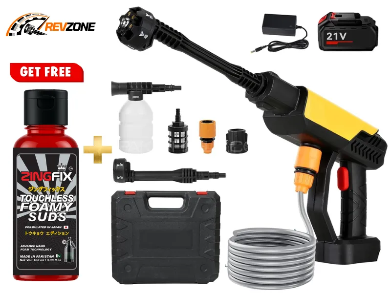 198V Wireless Pressure Washer Gun – 6-in-1 Nozzle, Dual Battery, with Free 100ml Shampoo  Image-1