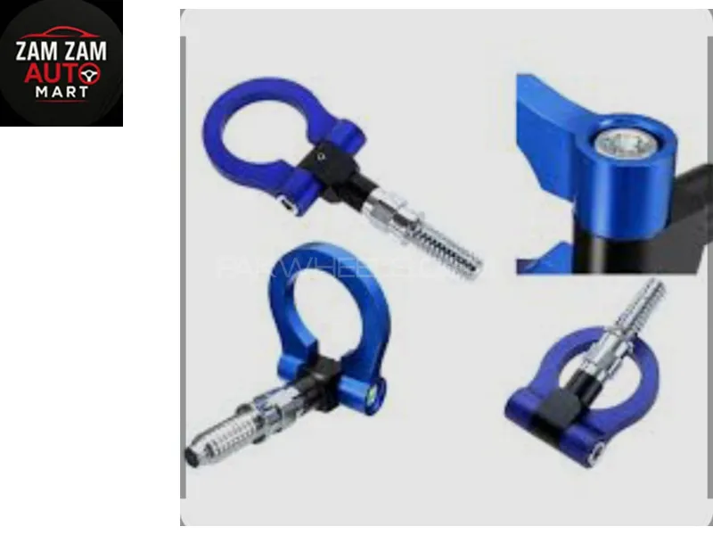 CAR Universal Racing Car Aluminum Alloy FRONT Tow Towing Hook BLUE SQUARE Color Image-1