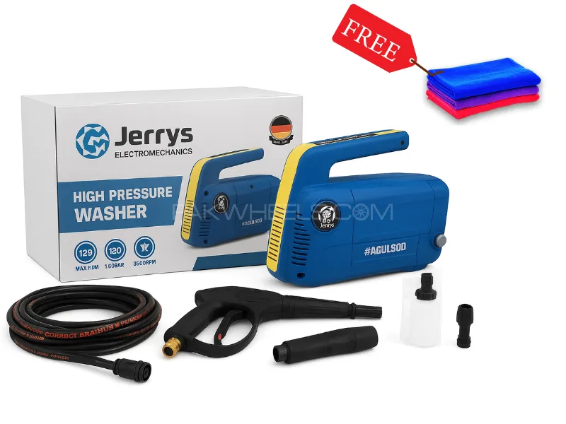 Jerrys German High Power Pressure Washer 1800W-180Bar-Solar & Car Wash with FREE MICROFIBER Image-1