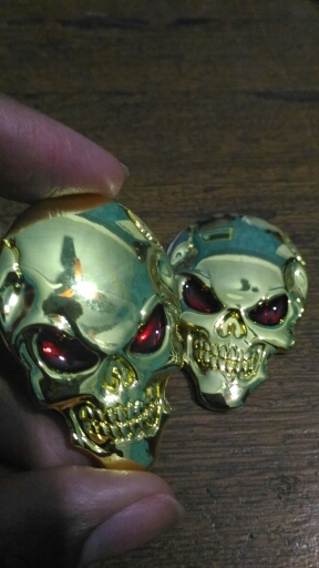 3D Metal Skull Logo Emblem Sticker Image-1