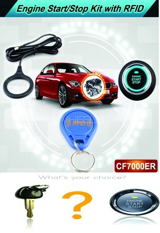 ENGINE START CAR Button "Push Button Blue Lighted" RFID Tags UNIVERSAL Image-1