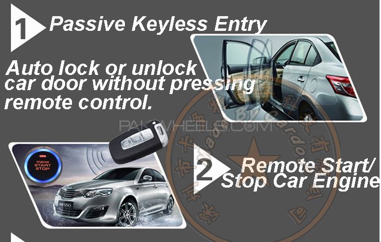 4 in 1 "Remote Start" Auto Unlock Lock (Push Start) Security Alarm complete System Image-1