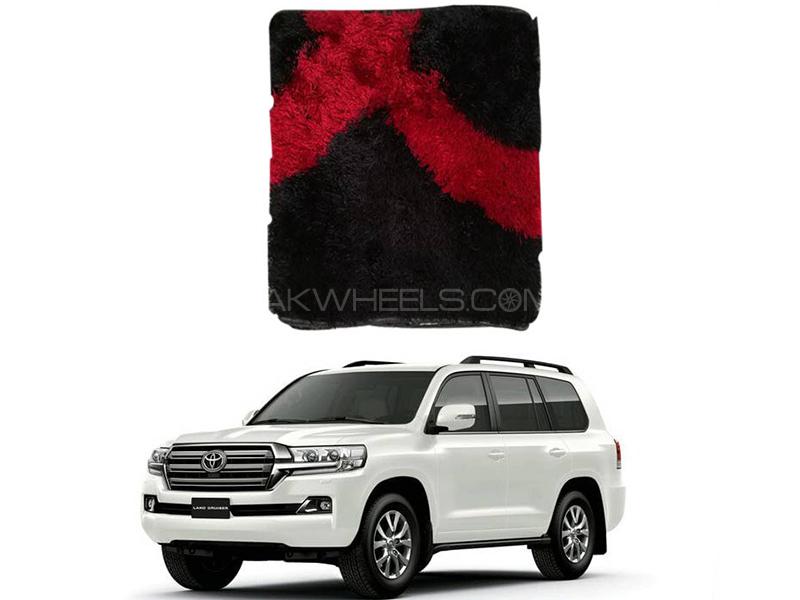 Leather Fur Seat Cover - Land Cruiser Red & Black Image-1