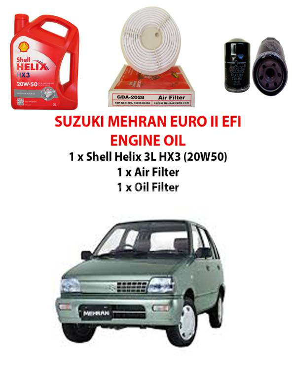 Shell Helix HX3 Engine oil-Air Filter-Oil filter-Mehran Package Image-1