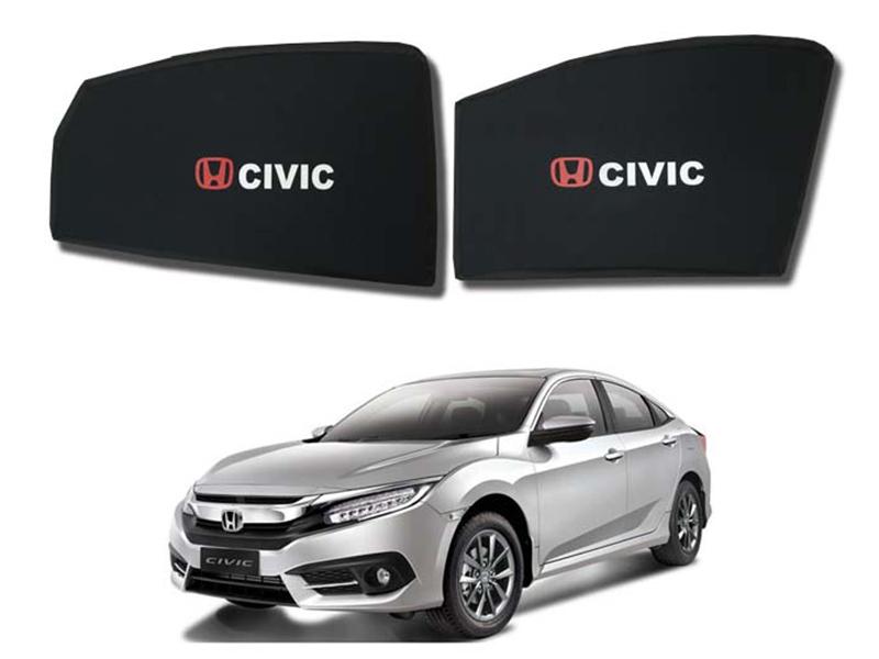 Foldable & Flexible Fix Shades With Logo For Honda Civic 2016-2019 - 4 Pcs Image-1