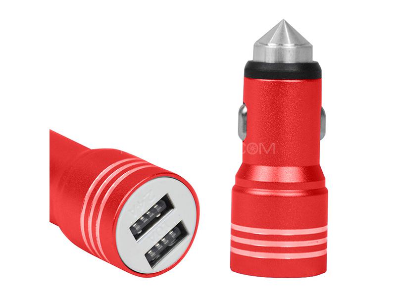 Universal Car Charger With 2 USB Ports - Red Image-1
