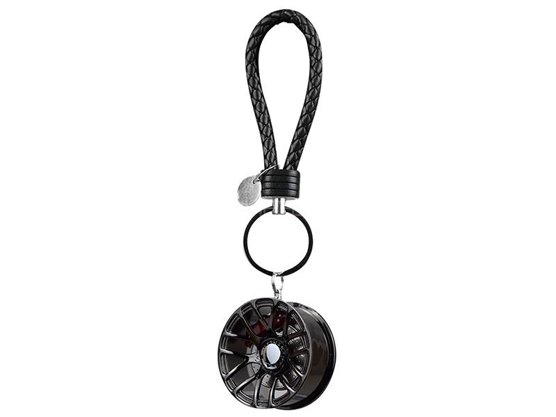 Auto Wheel Rim Keychain - Black  Image-1