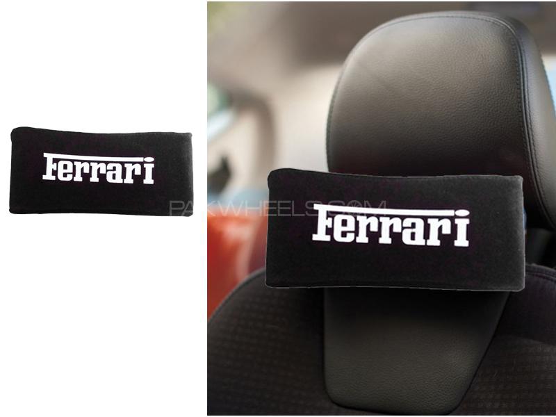 Ferrari Style Car Seat Neck Pillow Cushion Black Image-1
