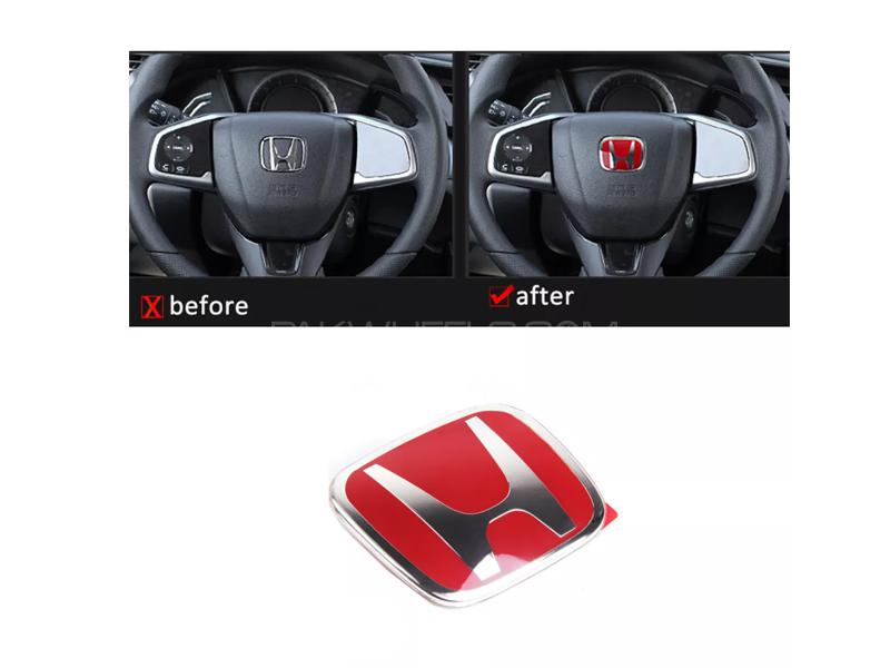 Steering Wheel Honda Emblem Red Image-1