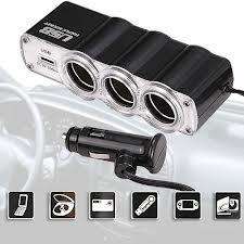 3 in 1 Car Socket With USB Port Image-1